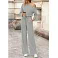 thumbnail image 4 of PRETTYGARDEN Long Sleeve Jumpsuit For Women Dressy Off Shoulder One Piece Loose Wide Leg Jumpsuits Casual Flowy Romper, 4 of 8