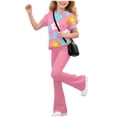 thumbnail image 5 of Kogui Teen Outfit Girls Ribbed Knit 2 Piece Outfit Set, Short Sleeve Top with Wide Leg Pants, Summer Casual Clothing Size 11-12 (Hot Pink,11-12 Years), 5 of 8