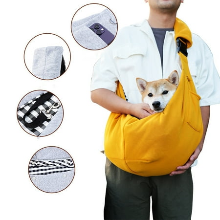 Tiberpet Small Dog Sling Carrier Puppy Carrier Sling Purse Carrying Bag to Wear Medium Cat Adjustable Crossbody for Pet Puppy Cat 25.6*11.8*31.5in