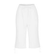 thumbnail image 5 of Stephy Women's Knee Length Short Pants Ladies Loose Drawstring Casual Solid Color Shorts, White, L, 5 of 7
