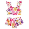 thumbnail image 6 of Ccpelsie Girl's Swimwear Kids Floral Print Halter Triangle Bikini Set Cute Swimsuits with Cover Up Beach Skirt(Red,3-4 Years), 6 of 7