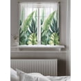 thumbnail image 5 of Green Leaves Tier Curtains 45 Inch Length,Sheer Curtains for Bedroom Living Room,Rustic Summer Botanical Tropical Plants Rod Pocket Voile Drapes Kitchen Curtains Small Half Window 27.5"x45" 2 Panels, 5 of 7
