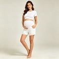 thumbnail image 7 of Juslio Womens White Summer Ripped Denim Maternity High Waist Shorts M, 7 of 7