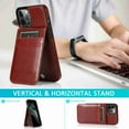 thumbnail image 2 of Dteck Back Wallet Phone Case for Apple iPhone 12 Pro / 12 6.1" with ID & Credit Card Holder Slots Pockets Wallet Back Cover Stand Flip Folio Leather Cell Cases Women Men, Brown, 2 of 6
