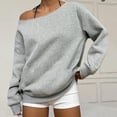 thumbnail image 7 of AKOEE Off Shoulder Sweatshirts for Women Trendy Casual Loose Sweaters Lightweight Long Sleeve Plain Pullover (3XL, Gray), 7 of 7