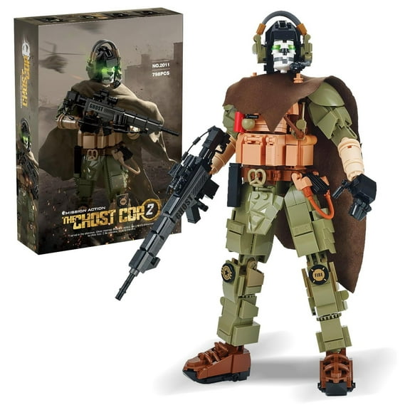 GZBrick Ghost Tactical Soldier Building Sets Compatible with Lego Army Figure Mission Action II for Adults Boy