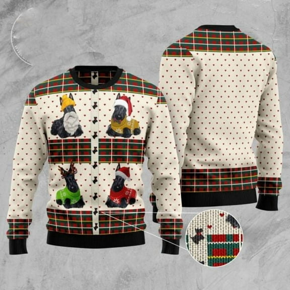 Scottish Terriers Xmas 3D Christmas Sweater, Christmas Sweater, 3D Sweater, Funny Xmas Sweaters