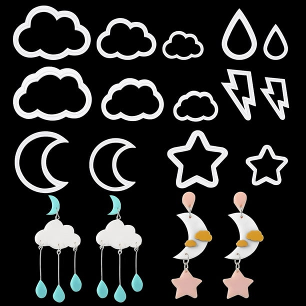 Set de Cortadores de Arcilla Kajaia 14 Pzas Formas de Nube, Luna y Estrella
