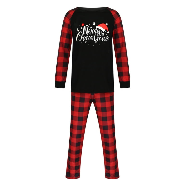 Matching Family Pajamas Sets Christmas PJ s Sleepwear Printed Top with Classic Red Plaid Bottom Nightwear Pijama de Navidad Para Mujer