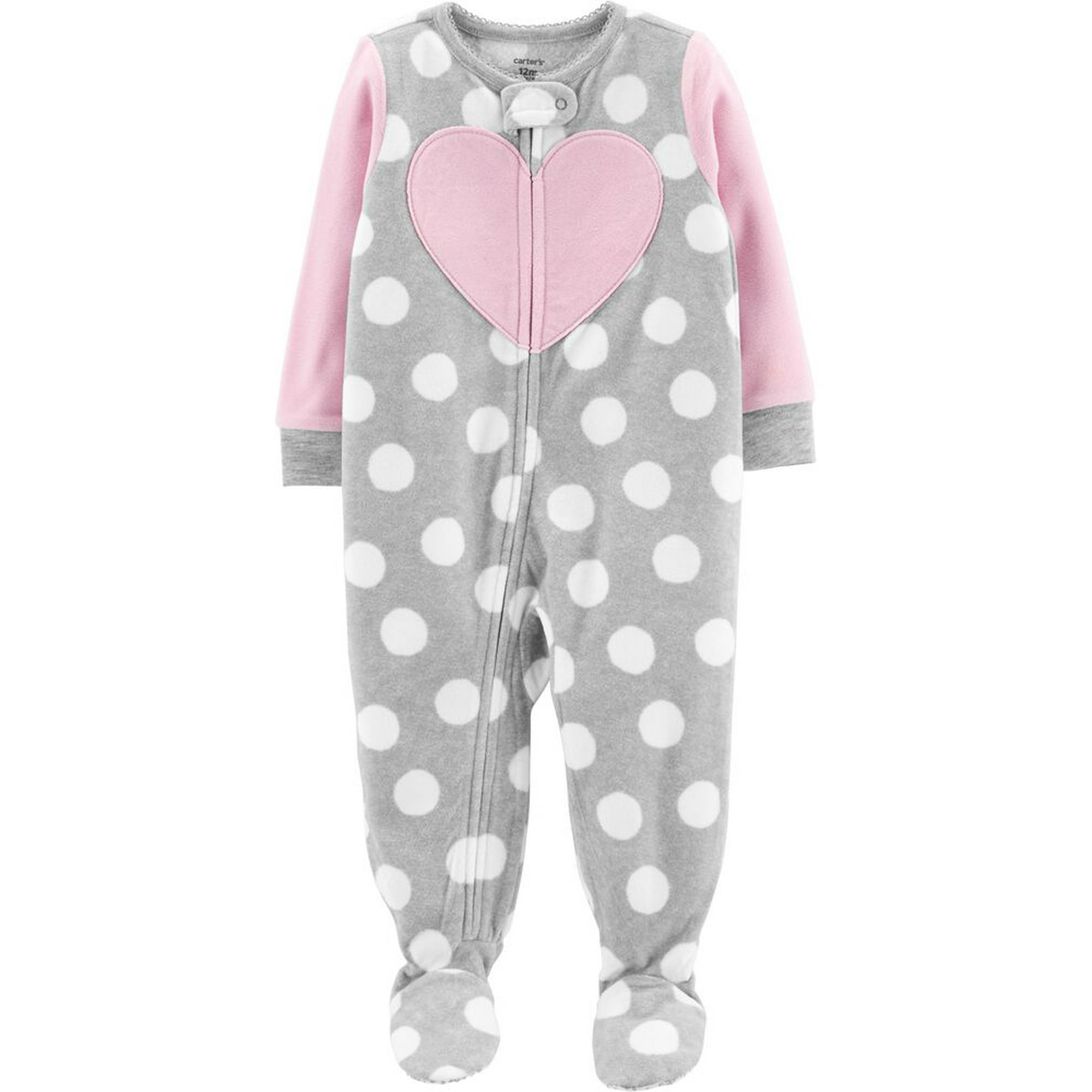 Carter s Girls 1 Piece Fleece Pajamas Heart 4 Kids Multicolour