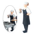 thumbnail image 3 of Figuras de cocinero Chef tren arena pintado modelo personas Chef negro 2 Sunnimix Figuras de muñecas en miniatura, 3 of 8