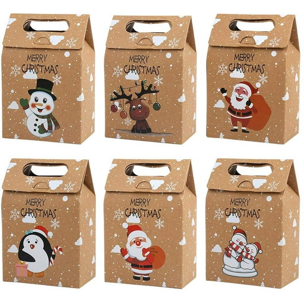Lot de 24 sacs cadeaux de Noël en Papier Kraft pour décoration de
