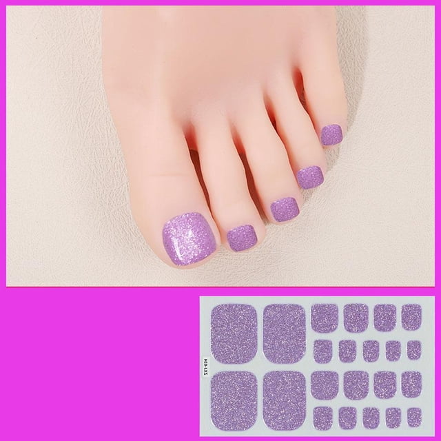 Waterproof Glitter Toe Nail Stickers 22pcs Summer Bling Bling Shiny Gradient Self Adhesive Foot