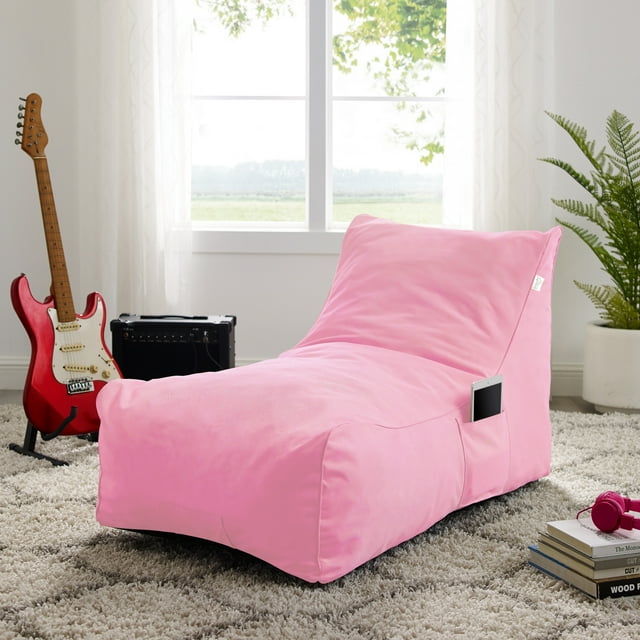 Loungie Resty Nylon Bean Bag Chair with Back Support and Shredded Foam, Pink (Set of 1)