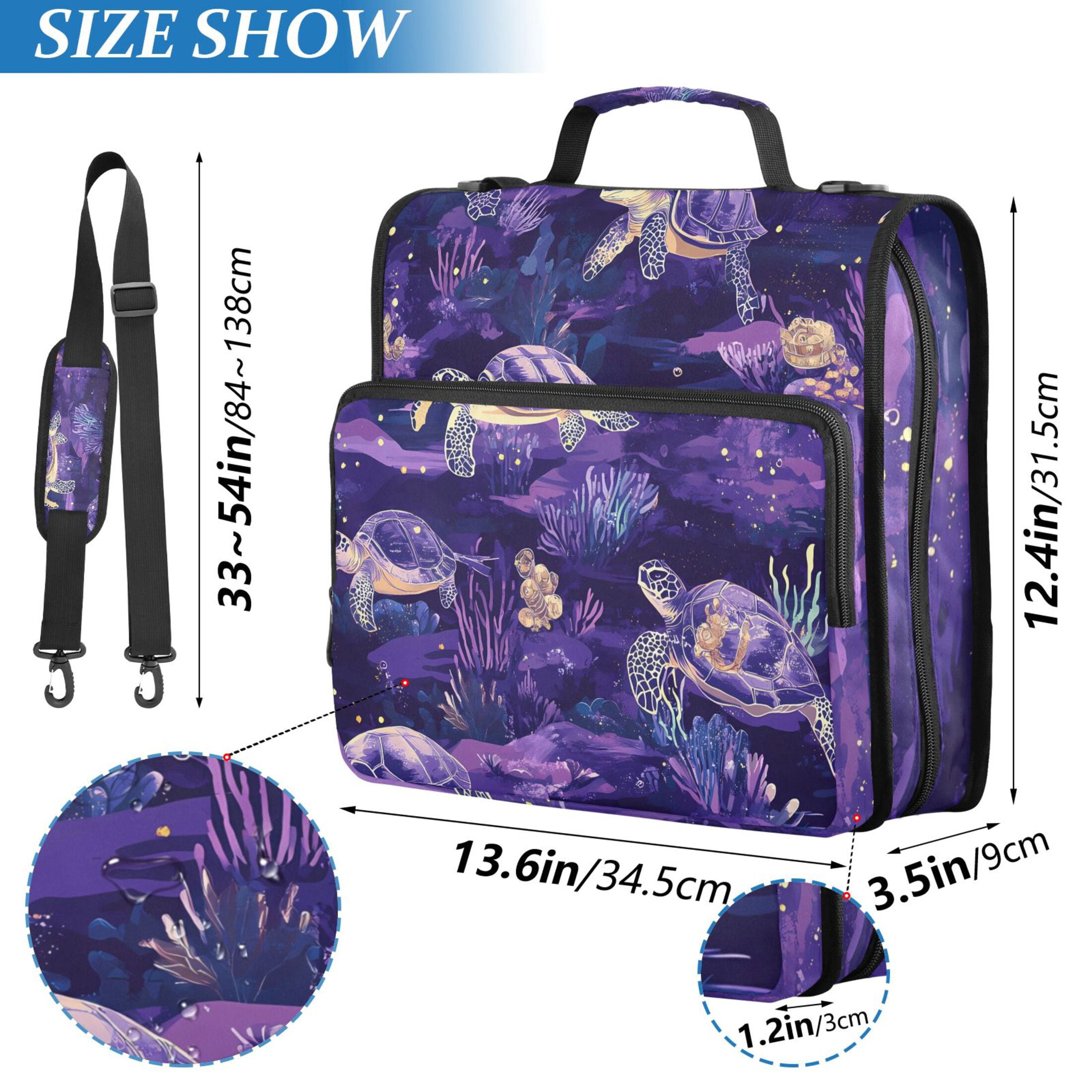 ALAZA Zipper Binder Turtles Purple 3 Ring Trapper Keeper File Folder Organizer Bag