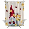 thumbnail image 2 of Flower Gnome Shower Curtain for Bathroom Decor, White Yellow Flowers Daisy Ladybug Spring Vintage Linen Waterproof Fabric Shower Curtain, 54"x78" Set with 12 Hooks, 2 of 9