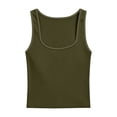 thumbnail image 4 of Crop Tank Tops for Women Womens Cotton Ribbed Square Neck Tank Top Basic Backless Sleeveless Summer Shirt Tank Top, 4 of 4