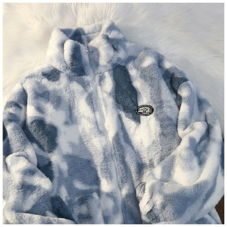 

Lambswool Blend Zipped Coat Super Warm Causal Tie-dyed Fabric Indoors Outdoors Warm Pajamas