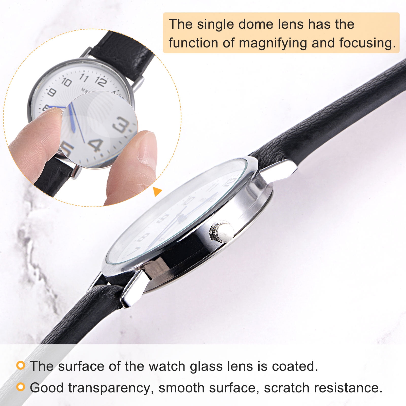 Unique Bargains Watch Glass Crystal Lens, Single Dome Round, for Watchmaker Repair 1.14mm 8Pcs