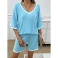 thumbnail image 5 of XCHQRTI Women's 2 Piece Outfits Summer Casual Knit Sweater Short Sets Trendy Pullover Loungewear, 5 of 5
