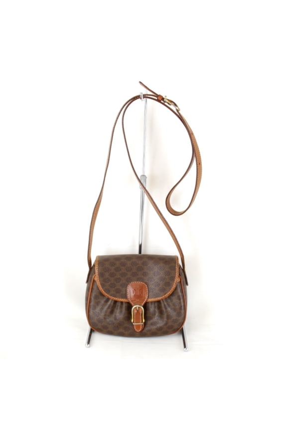 Pre-Owned CELINE Macadam Mini Shoulder Bag / Brown Leather Women's (Fair)