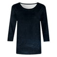 thumbnail image 3 of MKLEKYY Hauts à Col Bateau pour Femmes Manches Trois-Quarts Décontracté Quotidien Col Rond Imprimé Complet Ample Manches Longues T-Shirt, 3 of 3