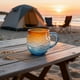 thumbnail image 4 of Taza de vidrio marino soplado a mano | Taza de café Sunset Wave | Vasos temáticos de playa • Vidrio degradado • Mango ergonómico grande • Protección contra el calor y el frío • Regalo náutico, 4 of 7