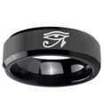 thumbnail image 2 of Seeing-Eye 8MM Beveled Edge Polish Black Tungsten Men Ring, 2 of 2