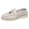 thumbnail image 5 of Rokment Women's Fringe Slip on Penny Loafers Suede Tassel Platform Chunky Low Heel Ballet Flat Oxfords Boho Beach Casual Fashion Walking Dress Shoes E Size 7.5, 5 of 6