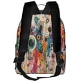 thumbnail image 3 of Lsque Abstract Colorful Dripping Circles Pattern Backpack – School Travel Canvas Daypack with Ergonomic Padded Straps, Multiple Compartments & Leather Handle, 3 of 5