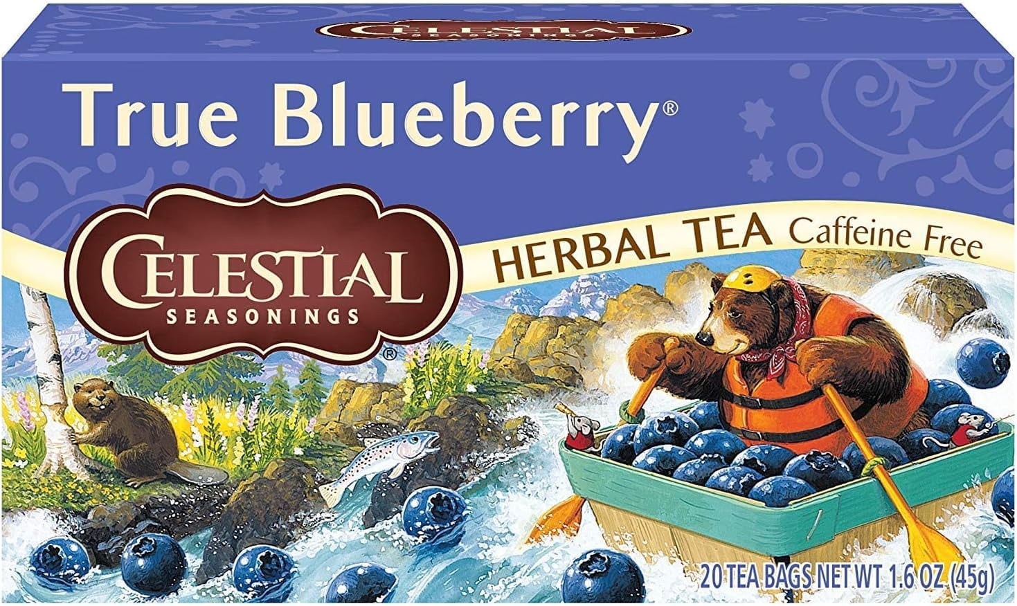 Celestial Seasonings True Blueberry Herbal Tea Bags, 20 Ct Pack Of 6