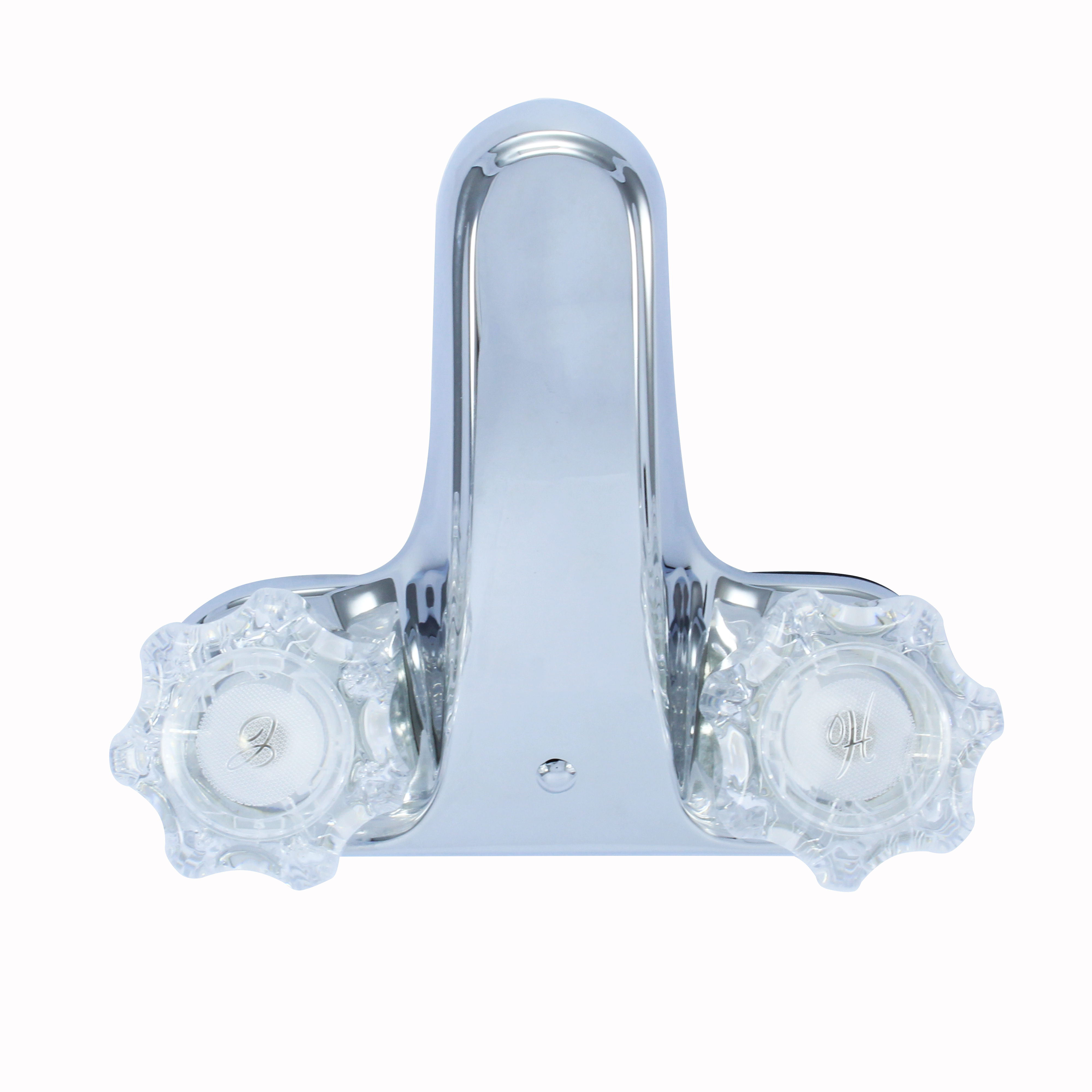 WMF-4224EUZ-CP - Hybrid Metal Deck Lavatory Bathroom Sink Faucet with Washerless Cart. Acrylic Double Handle