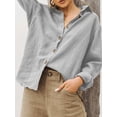 thumbnail image 1 of Chemise en Coton et Lin à Col Polo à Manches Longues pour Femme, 1 of 1