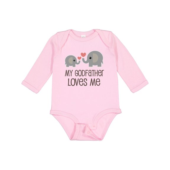 Inktastic My Godfather Loves Me Godson Boys or Girls Long Sleeve Baby Bodysuit