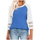 thumbnail image 2 of Top corto,Blusa informal de manga 3/4 para mujer, cuello redondo, estampado, mezcla de poliéster y elastano, corte holgado para estar en casa, sopatenor, 2 of 8
