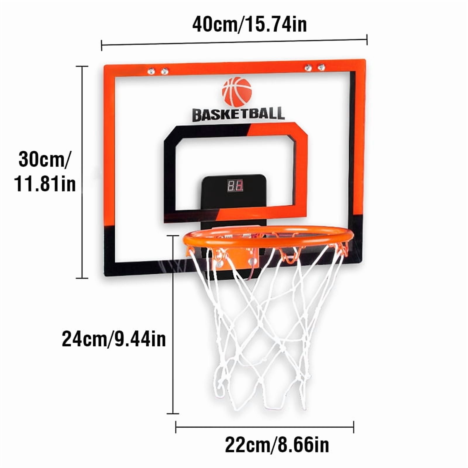 Indoor Basketball Hoop Mini Hoop with Electronic Scoreboard for Door Wall Room, Child, Black
