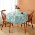 thumbnail image 3 of Round Tablecloth Daisy 60 Inch Wrinkle Free Table Cover Floral Print Dining Kitchen, 3 of 5