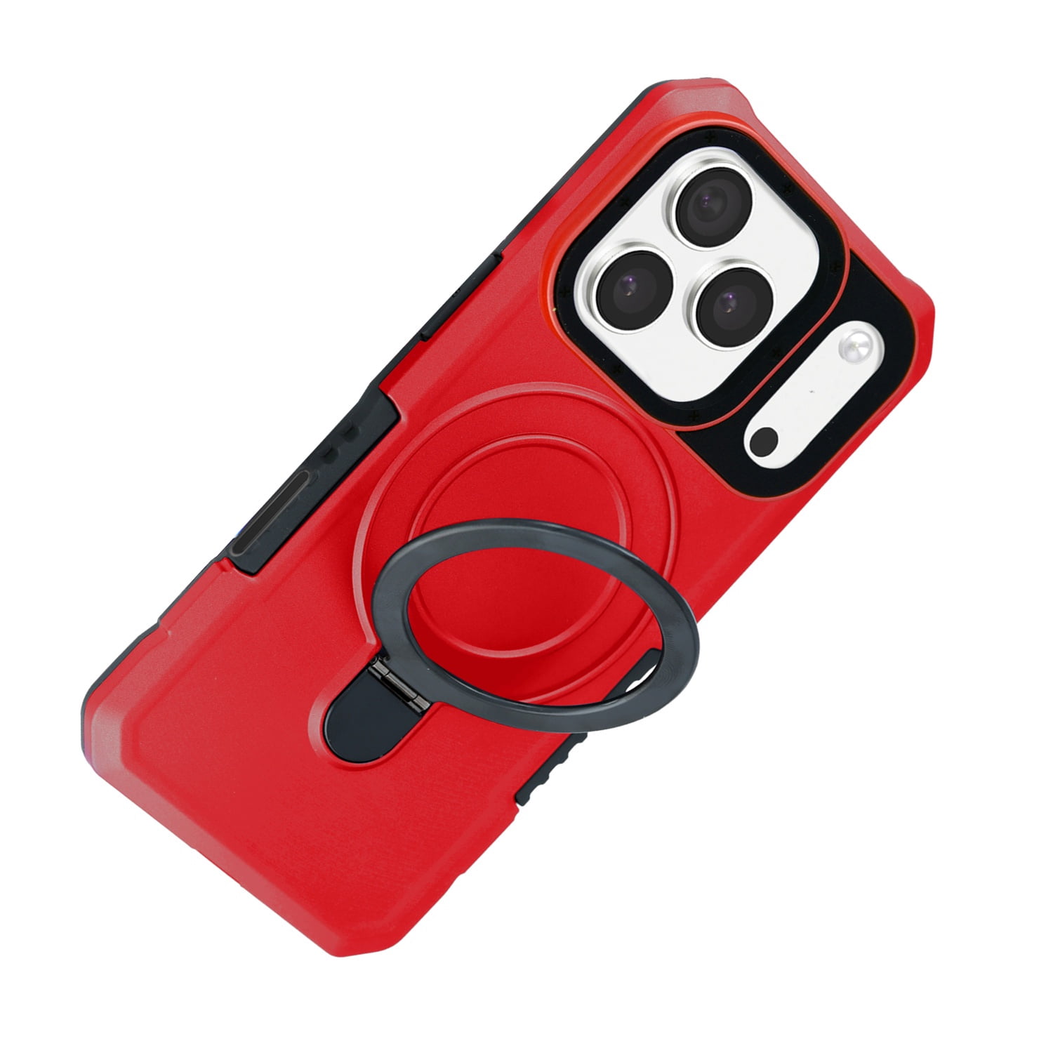 Ring Holder Kickstand Shockproof Case for iPhone 17 Pro Max - Red