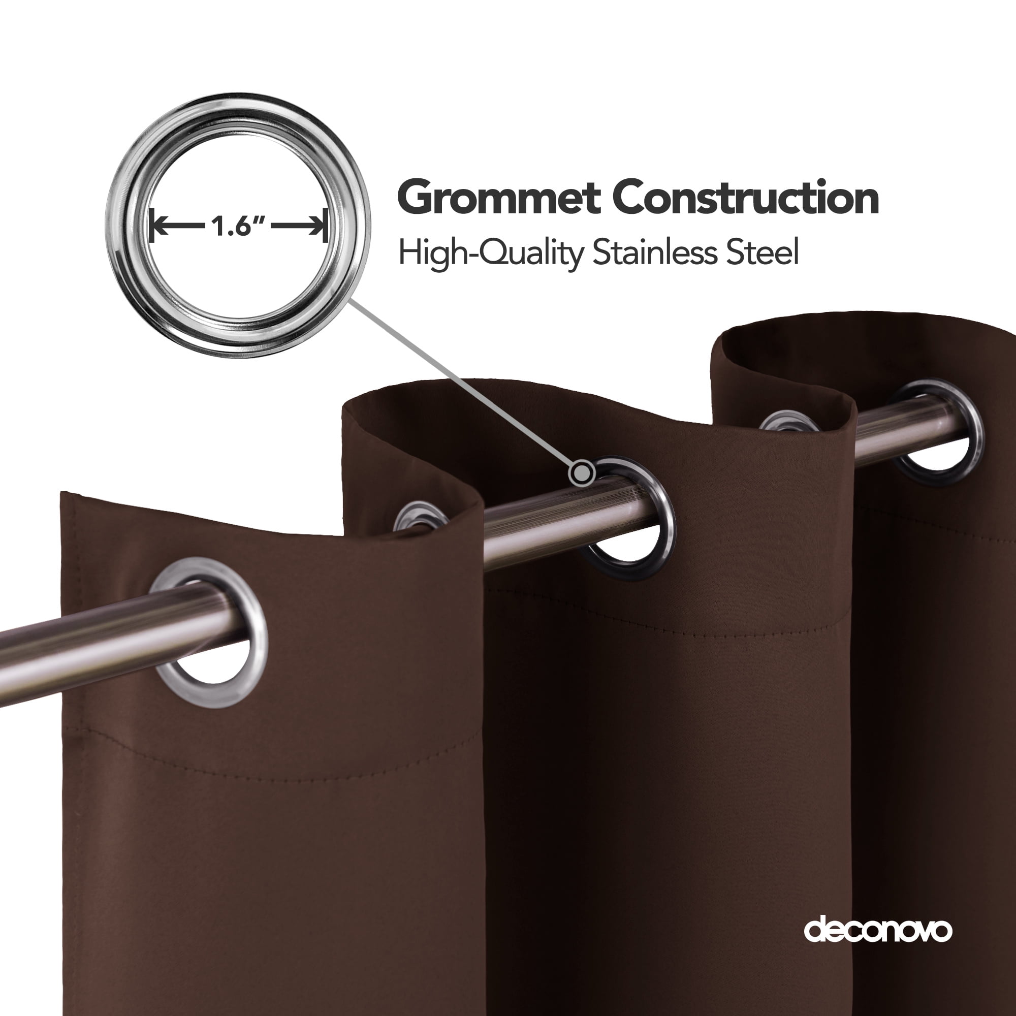 Deconovo Chocolate Short Blackout Curtains for Kitchen - Grommet Thermal Insulated Room Darkening Small Window Curtains (52x45 inch, Chocolate, Set of 2)