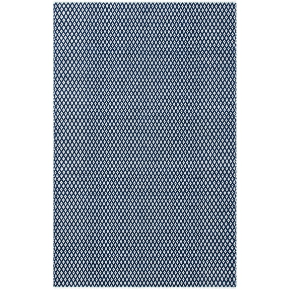 SAFAVIEH Boston Angelica Diamond Trellis Cotton Area Rug, Navy, 5' x 8'