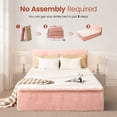 thumbnail image 6 of Ovios Queen Size All-in-One Floor Bed in a Box, 16.7" Upholstered Compressed Foam Mattress with Headboard, No Assembly Required, Pink, 6 of 8