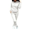 thumbnail image 2 of BLOCLOALO 2 Piece Lounge Set Long Sleeve Fleece Pullover Hoodie Sweatshirts Solid Color Hooded and Pant Sport Suit Sweatpants and Sweatshirt Set Plus Size Workout Sets Travel Outfits White S, 2 of 9