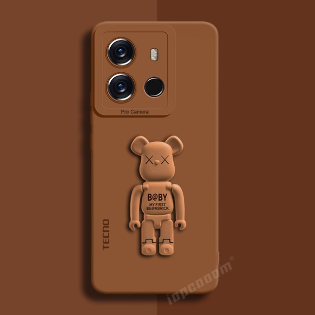 Funda De Soporte De Oso Lindo TECNO Spark Go 2023 2020 6 10 Pro 10C 4G Carcasa De Color Sólido Cámara Suave Cubierta De Silicona Original