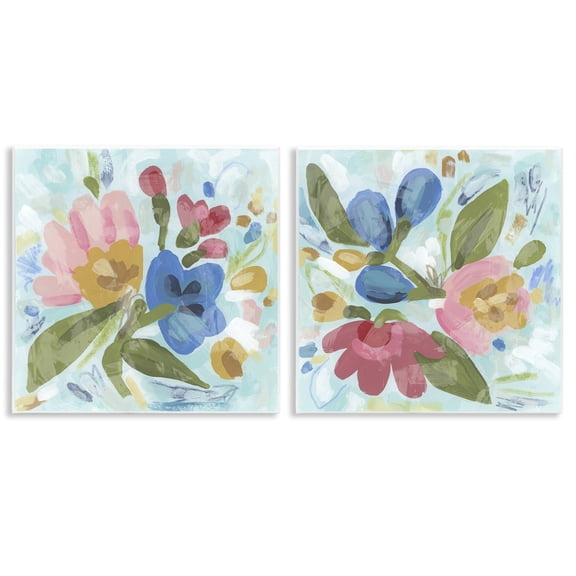 Stupell Industries Eclectic Flower Bundles Floral Painting Unframed Art Print Wall Art, 12 x 12, Set of 2