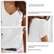 thumbnail image 5 of Camisetas de manga corta de verano de color puro con bolsillo decorativo con botones y cuello en V para mujer, 5 of 5