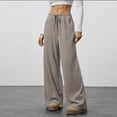 thumbnail image 6 of PNTUTB Women's Casual Solid Color Lightweight Drapey Elastic Waist Drawstring Relaxed Comfortable Wide Leg Pants, 6 of 6