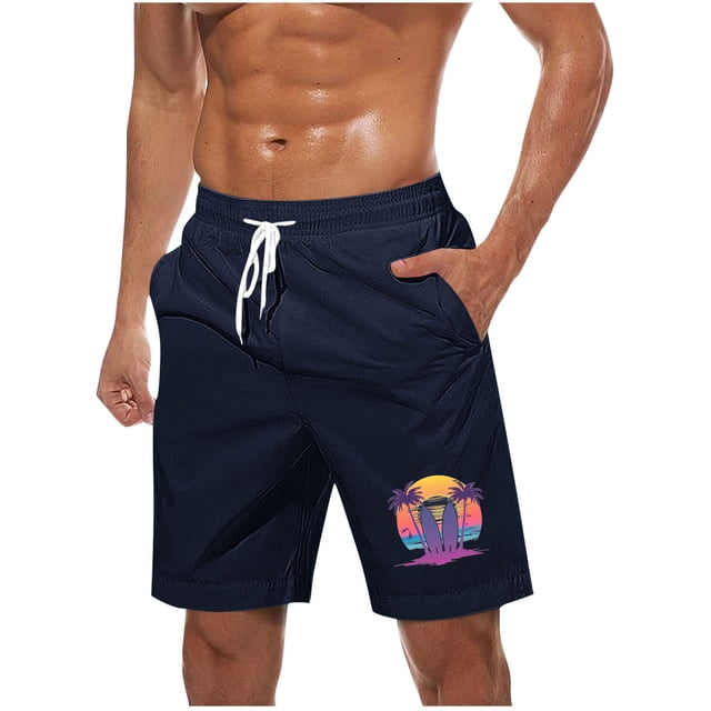Pantalones Cortos Casuales para Hombre Imprimir con Bolsillos Pantalones de Playa de Cintura Elástica, Pantalones Cortos de Cintura Elástica para Hombre