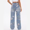 thumbnail image 4 of ZToonmas High Waist Floral Printed Ripped Wide Leg Jeans for Women Distressed Art Print Loose Denim Long Pants with Pockets, 4 of 9