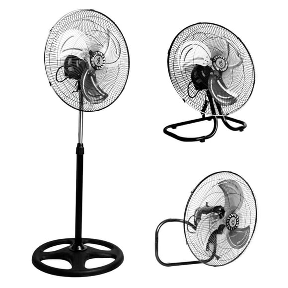 Ventilador 3 En 1 Pedestal Piso Y Pared 3 Aspas 18 Pulgadas LUMO Negro