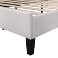 thumbnail image 5 of Full Size Solid and Stable Upholstered Platform Bed with Flower Pattern Velvet Headboard(Beige), 5 of 13